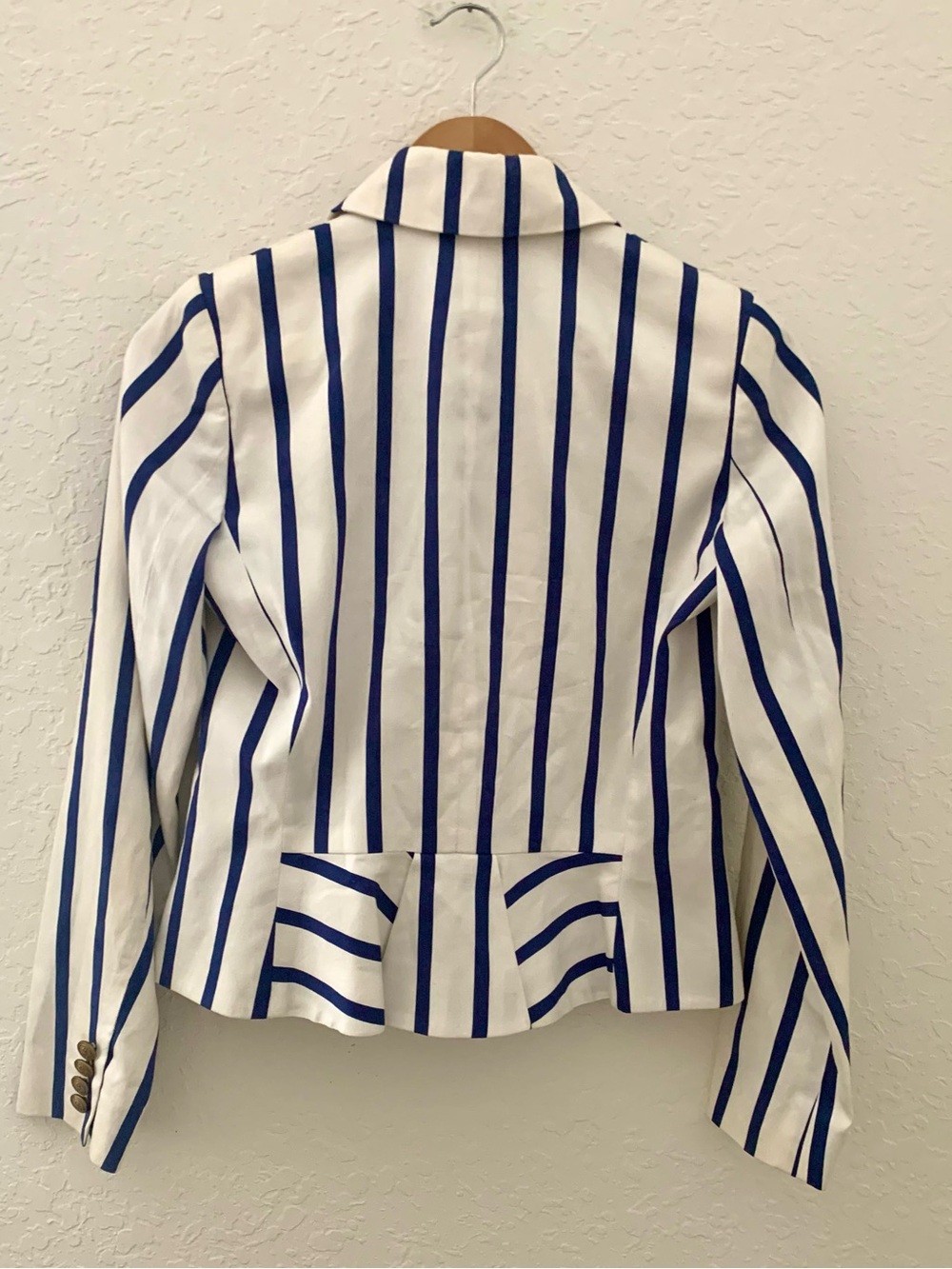Ralph Lauren Navy Blue & White Nautical Striped Button-Front Jacket Blazer - Picture 9 of 11